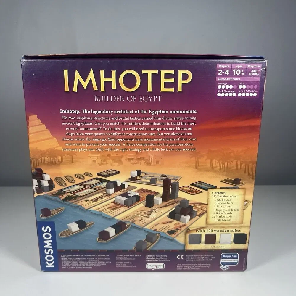 Imhotep Builder of Egypt Board Game by Thames & Kosmos - Gently Used 100%